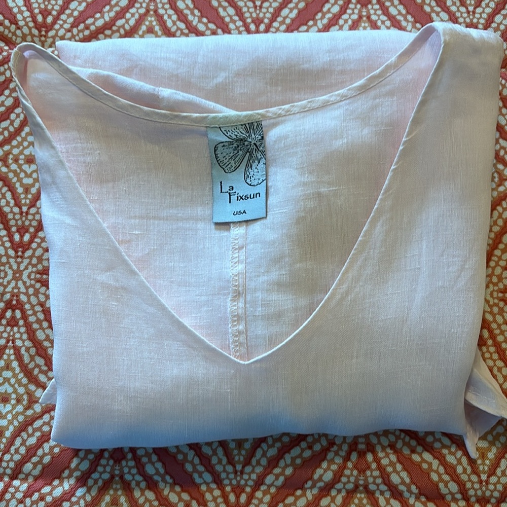 La Fixsun pale pink linen tunic EUC - Picture 10 of 10